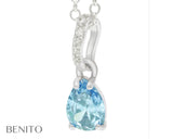Carlotta Pendant with Blue and White Zirconia Stones - benitojewelry