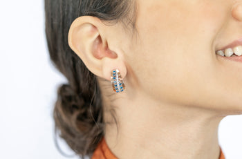 Clelia Earrings Blue and White Zirconia Stones - benitojewelry