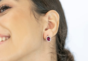 Elvira Earrings Red Rhodolite Stones - benitojewelry