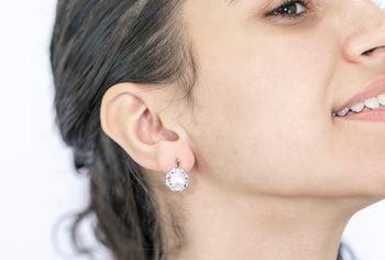 Germana Earrings White Pearl and Fianit Stones - benitojewelry