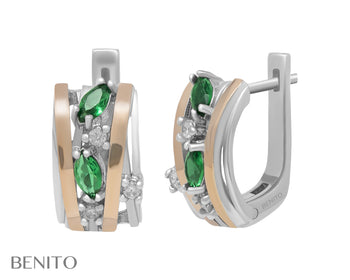 Giorgia Earrings Green and White Fianit Stones - benitojewelry