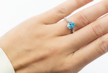 Carlotta Ring with Blue and White Zirconia Stones - benitojewelry