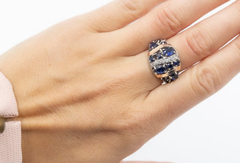 Vittoria Ring Blue and White Fianit Stones - benitojewelry
