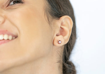 Marta Earrings Red Fianit Stones - benitojewelry