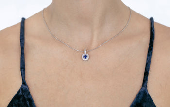 Viola Pendant Blue Spinel and White Zirconia Stones - benitojewelry