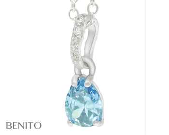 Carlotta Pendant with Blue and White Zirconia Stones - benitojewelry