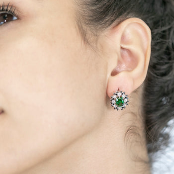 Alessandra Earrings Green, Black and White Zirconia Stones - benitojewelry
