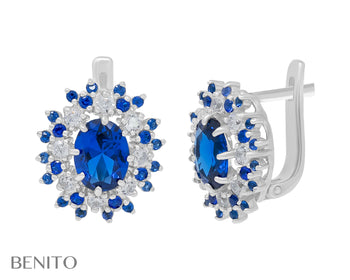 Alessandra Earrings Blue Spinel and Zirconia Stones - benitojewelry
