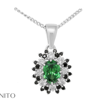 Alessandra Pendant with Green, Black and White Zirconia Stones - benitojewelry