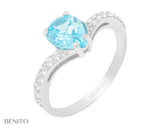 Carlotta Ring with Blue and White Zirconia Stones - benitojewelry