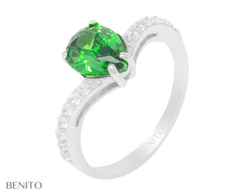 Carlotta Ring with Green and White Zirconia Stones - benitojewelry