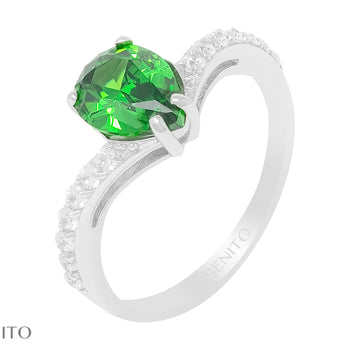 Carlotta Ring with Green and White Zirconia Stones - benitojewelry