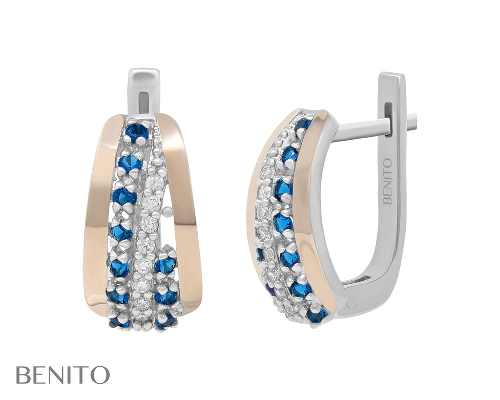 Clelia Earrings Blue and White Zirconia Stones - benitojewelry