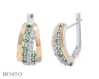Clelia Earrings Green and White Zirconia Stones - benitojewelry