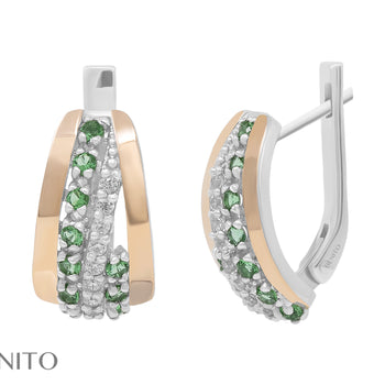 Clelia Earrings Green and White Zirconia Stones - benitojewelry
