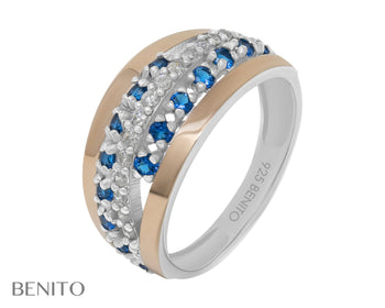 Clelia Ring Blue and White Zirconia Stones - benitojewelry