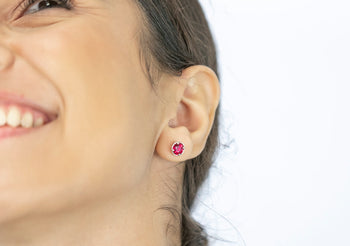 Emma Earrings Red Ruby Stone - benitojewelry