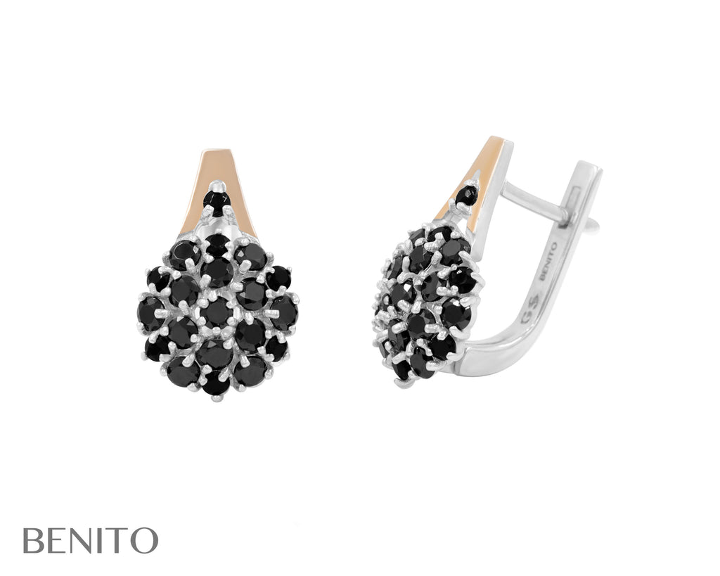 Fabrizia Earrings Black Zircon Stones - Benito Jewelry