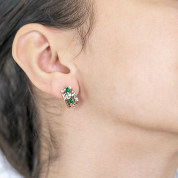 Giorgia Earrings Green and White Fianit Stones - benitojewelry