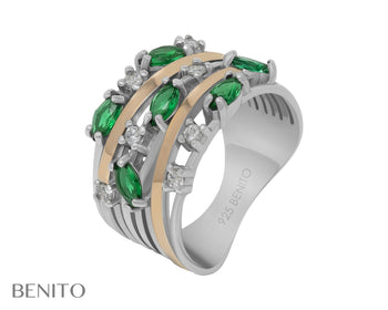 Giorgia Ring Green and White Fianit Stones - benitojewelry