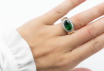 Olivia Ring Green and White Fianit Stones - benitojewelry
