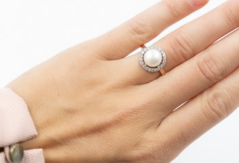 Romina Ring White Pearl and Fianit Stones - benitojewelry