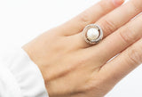 Margherita Ring Pearl and White Zircon Stones - benitojewelry