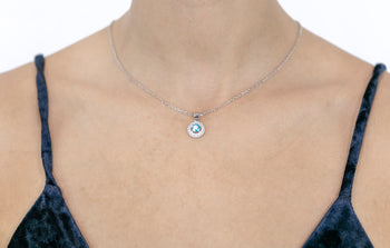 Laura Pendant Teal and White Zircon Stones - benitojewelry