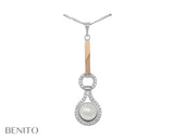 Lidia Pendant White Pearl and Zirconia Stones - benitojewelry