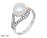 Lidia Ring White Pearl and Zirconia Stones - benitojewelry
