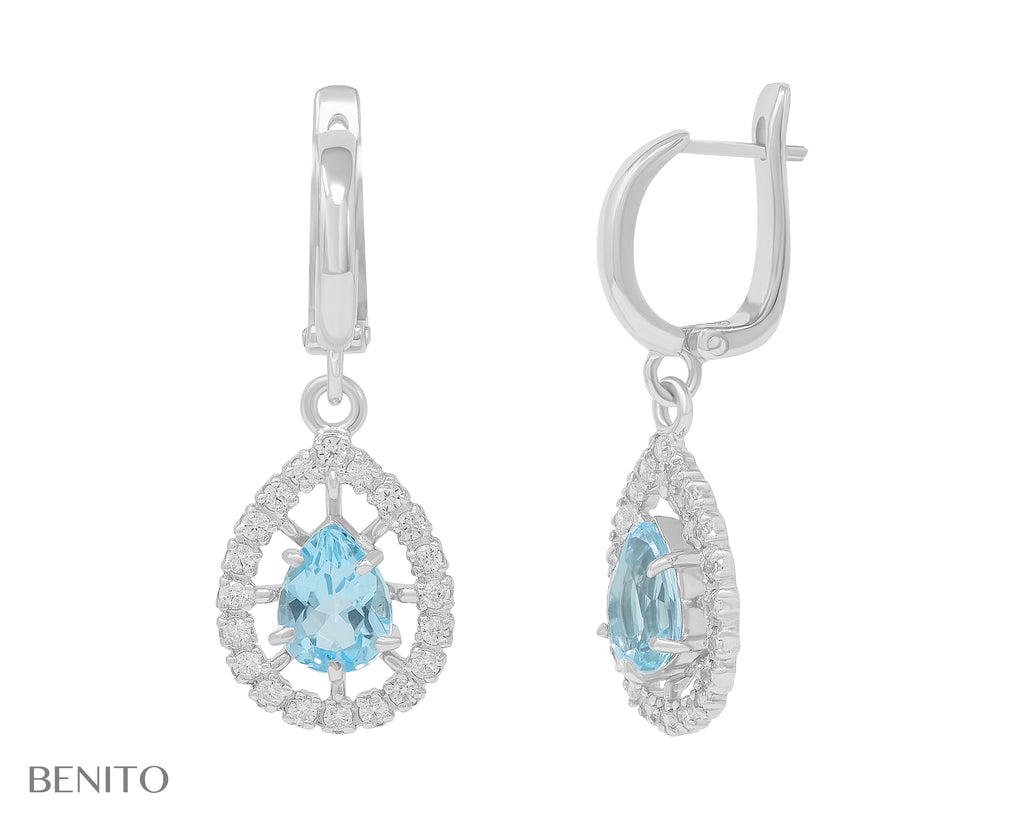 Lolita Earrings Blue Topaz Stone - benitojewelry