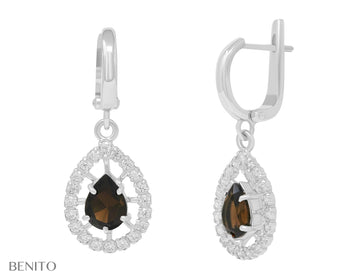 Lolita Earrings Brownish Smoky Quartz Stone - benitojewelry