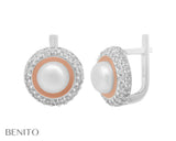 Luciana Earrings Pearl and White Zirconia Stones - benitojewelry