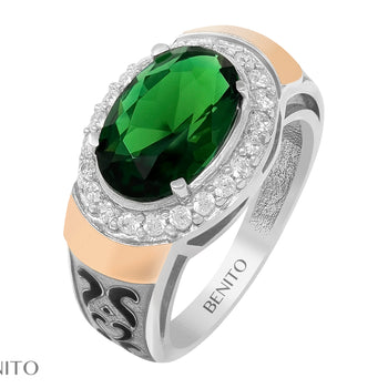 Olivia Ring Green and White Fianit Stones - benitojewelry