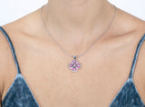 Paolina Cross Pendant Red Corundum and Zircon Stones - benitojewelry