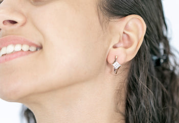 Patience Earrings White Fianit Stones - benitojewelry
