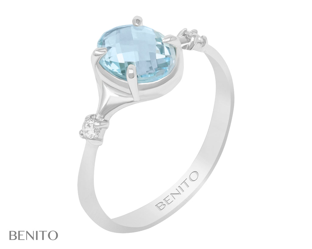 Sofia Ring Blue Topaz Stone - benitojewelry