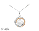 Margherita Pendant Pearl and White Zircon Stones - benitojewelry