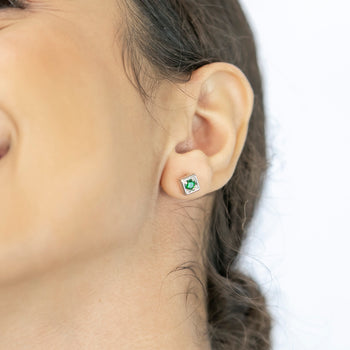 Tina Stud Earrings Green Zircon Stones - benitojewelry