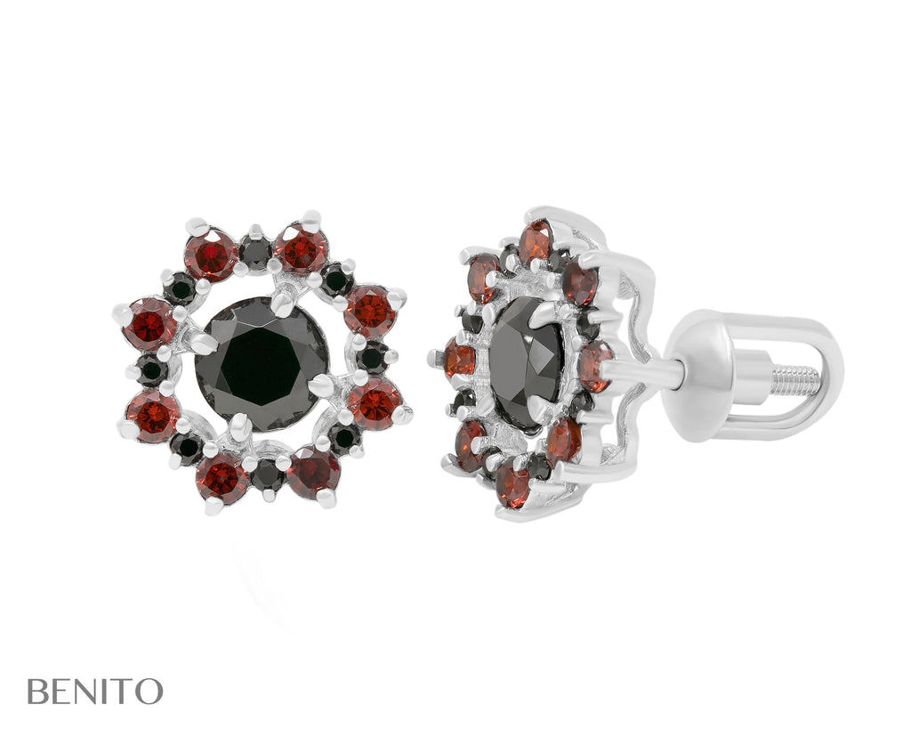 Valentina Earrings Red and Black Zircon Stones - benitojewelry