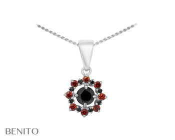 Valentina Pendant Red and Black Zircon Stones - benitojewelry