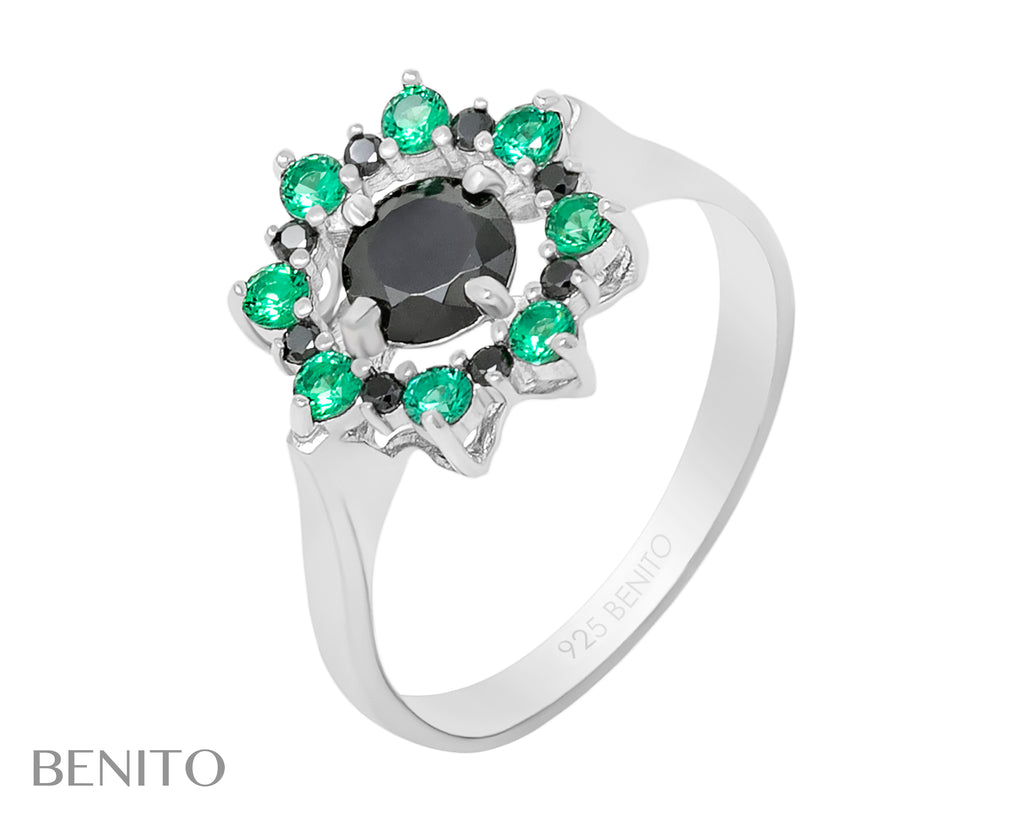 Valentina Ring Green and Black Zircon Stones - benitojewelry