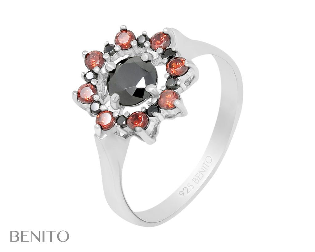 Valentina Ring Red and Black Zircon Stones - benitojewelry
