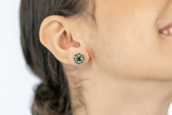 Valentina Earrings Green and Black Zircon Stones - benitojewelry