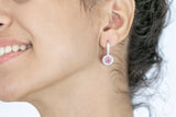 Viola Earrings Pink And White Zircon Stones - benitojewelry