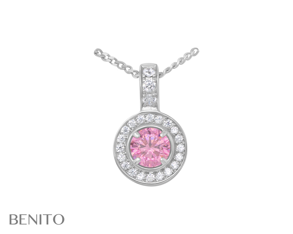 Viola Pendant Pink and White Zirconia Stones - benitojewelry