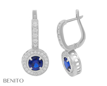 Viola Earrings Blue Spinel and White Zirconia Stones - benitojewelry