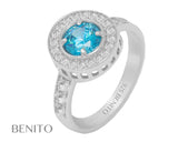 Viola Ring Teal And White Zirconia Stones - benitojewelry