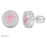 Viola Stud Earrings Pink And White Zirconia Stones - benitojewelry