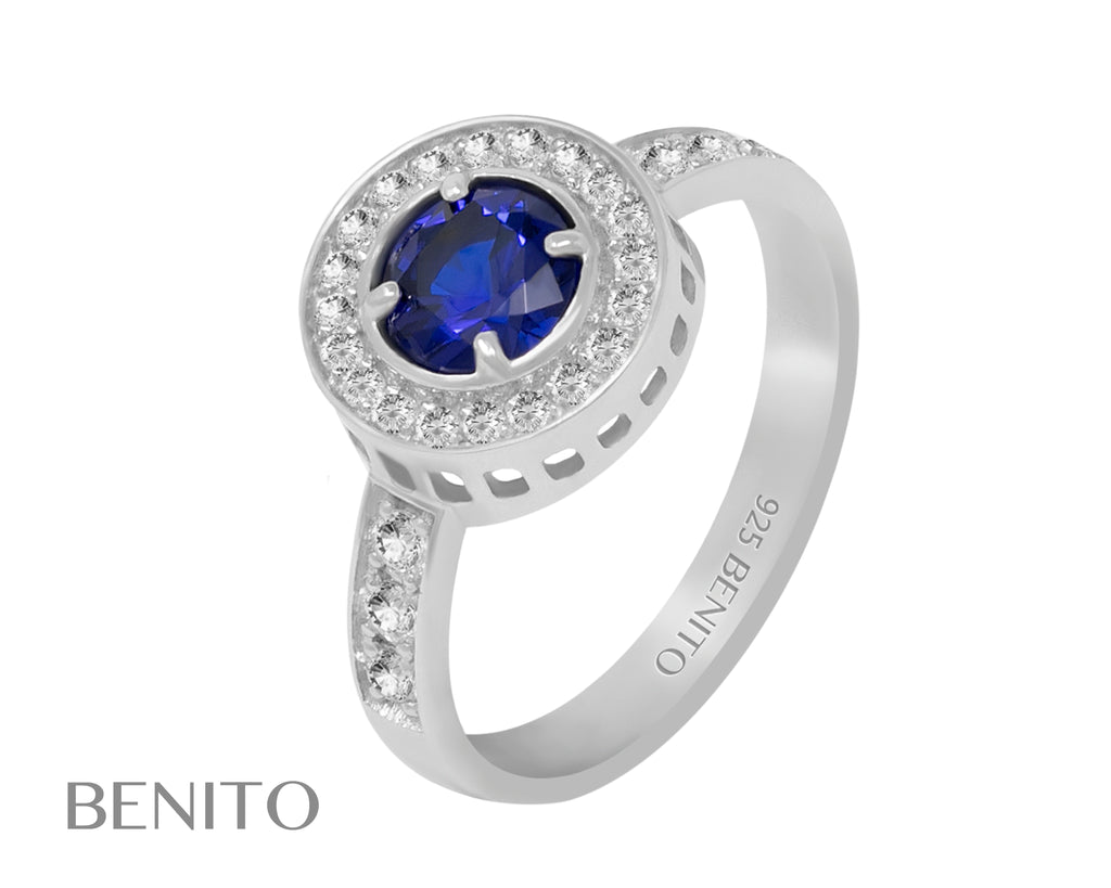 Viola Ring Blue Spinel and White Zirconia Stones - benitojewelry